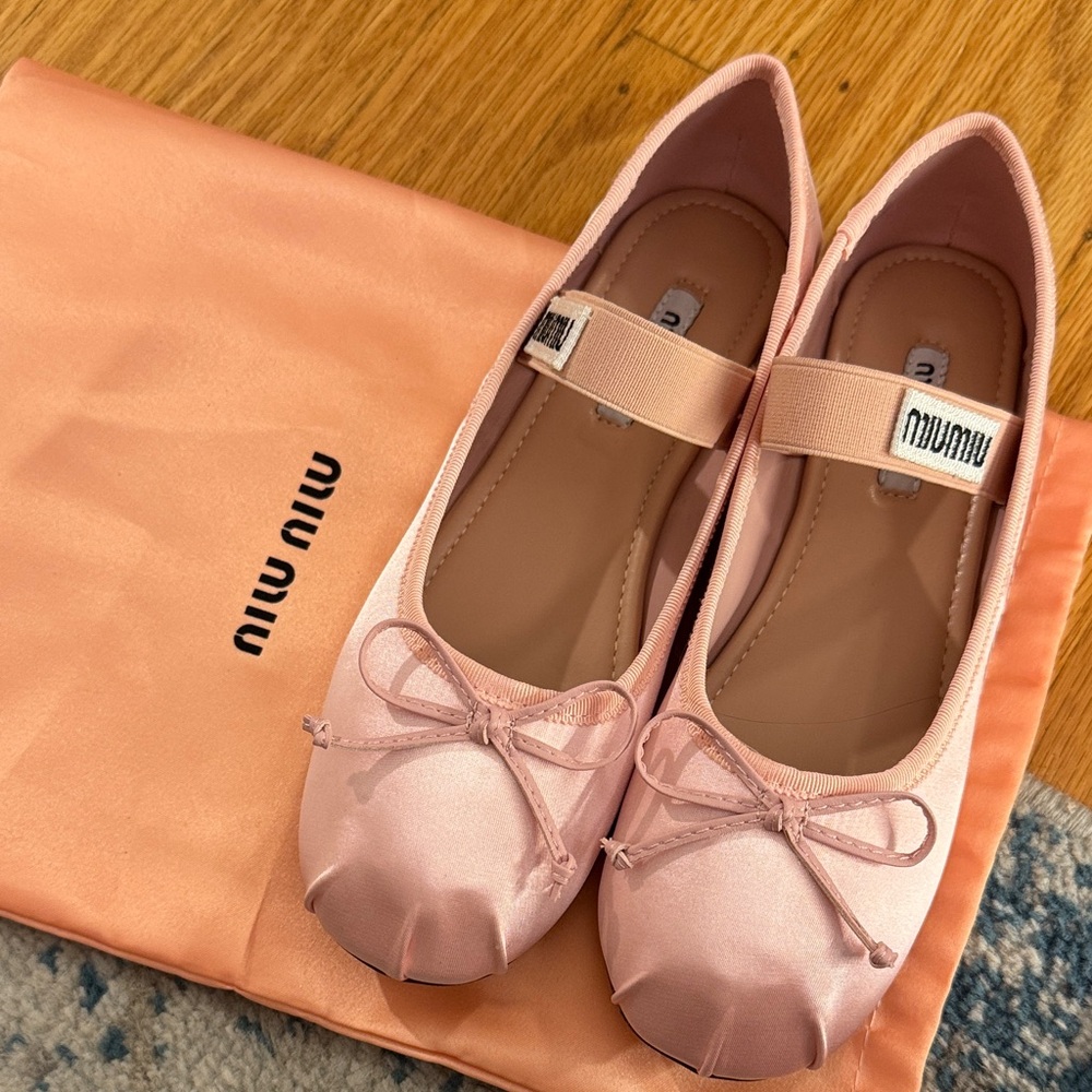 Miu Miu Satin Pink Ballet Flats